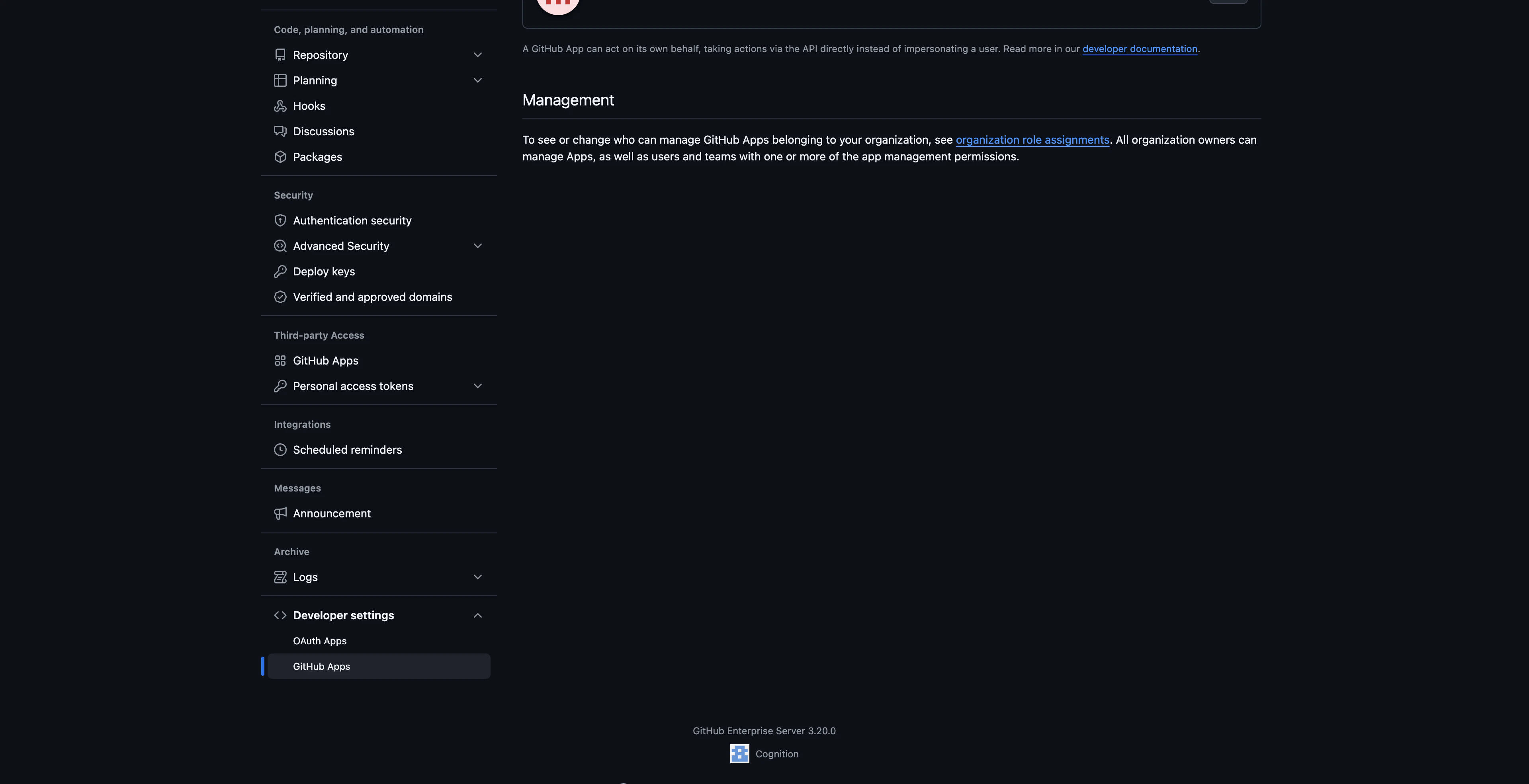 Developer Settings - GitHub Apps