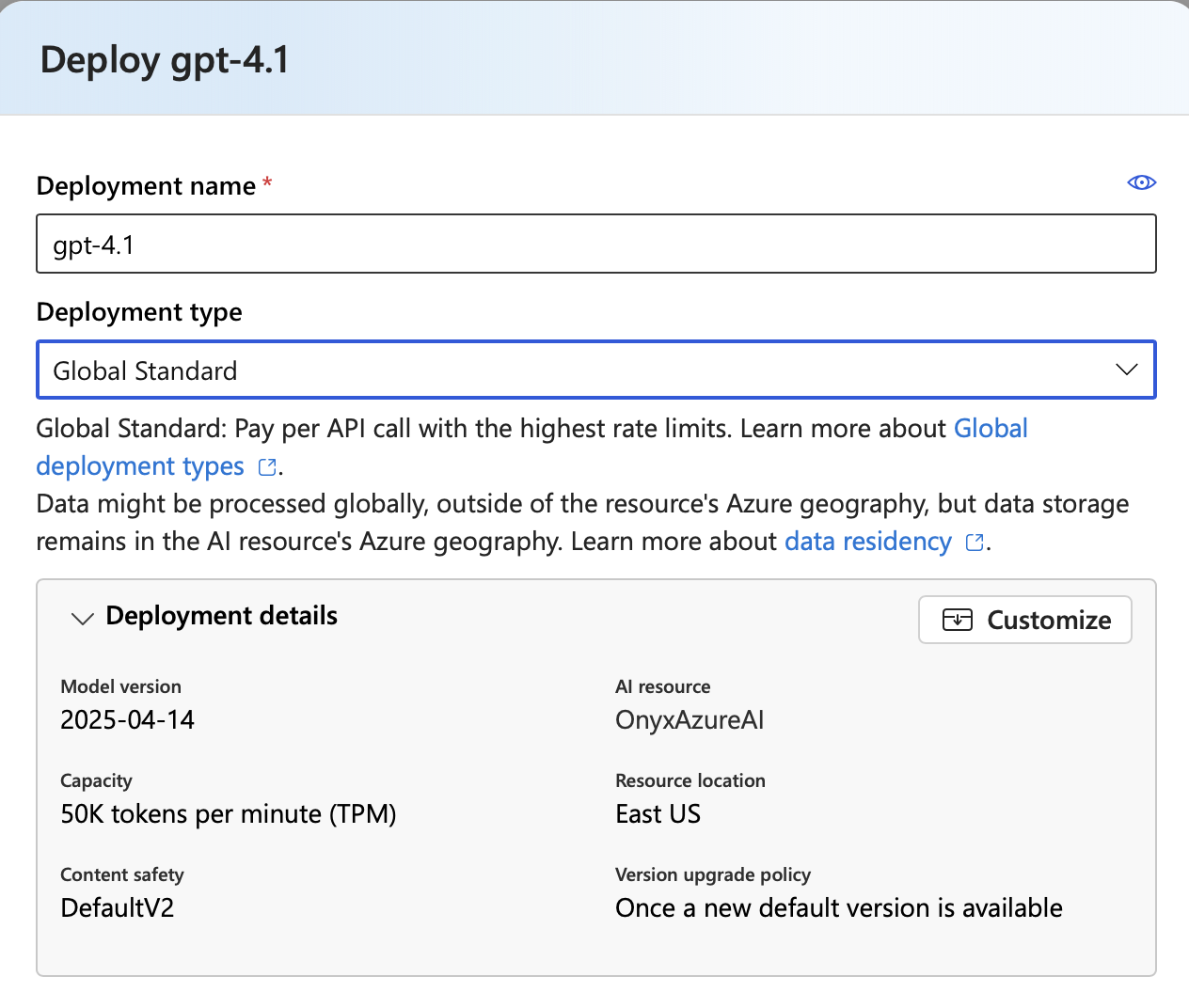 Azure OpenAI Model Deployment