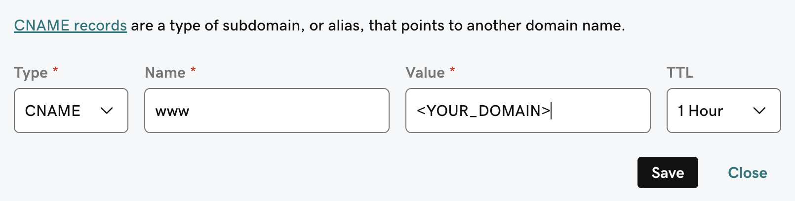 DNS CNAME Record Configuration