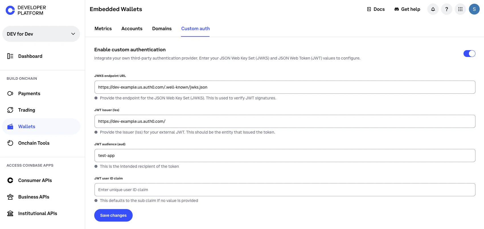 CDP Portal Custom Auth Configuration