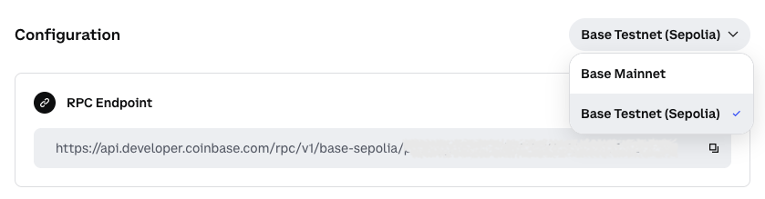Network selection dropdown in Node configuration
