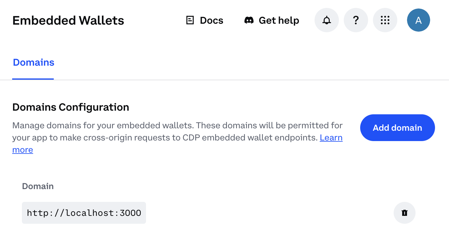 Allowed domains list