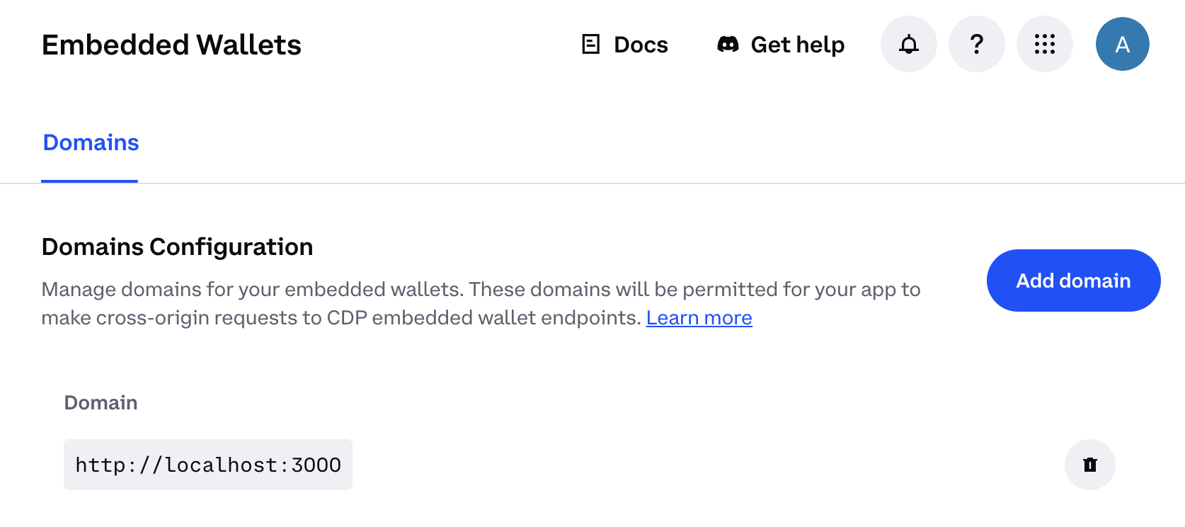 Domain configuration saved in CDP Portal