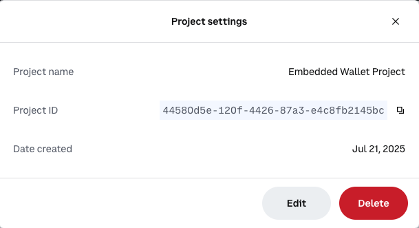 CDP Project ID in project settings