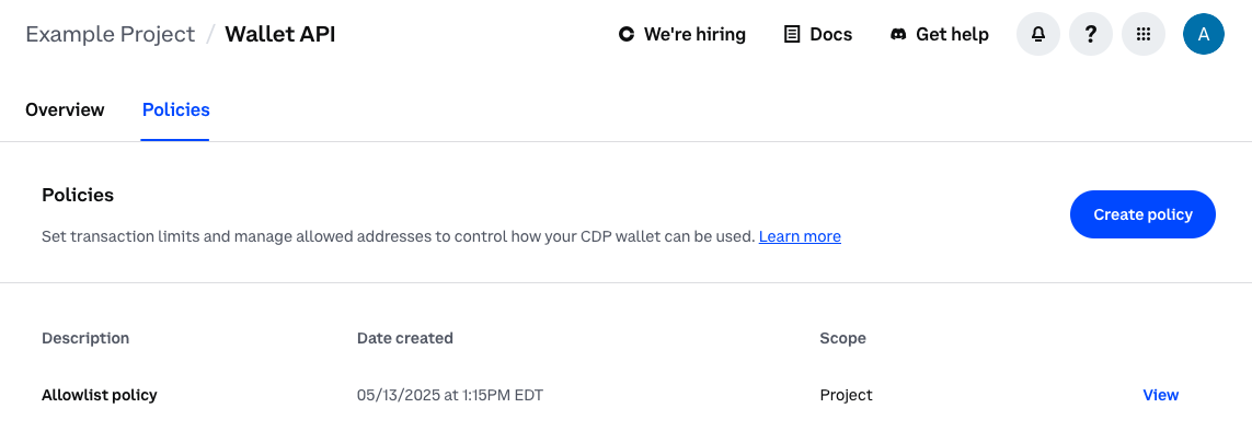 Policy Engine dashboard