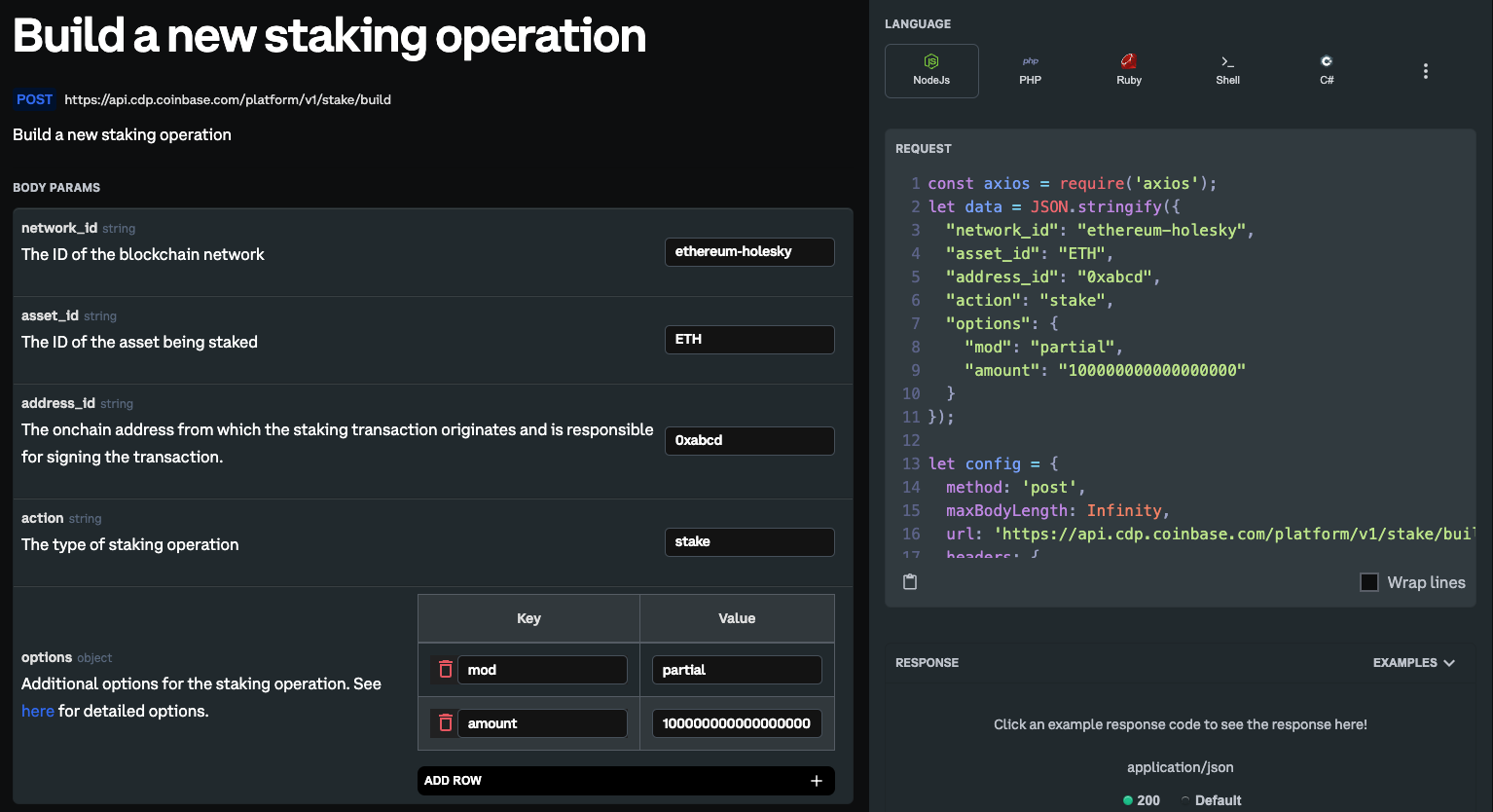 Staking API Usage - Coinbase Developer Documentation