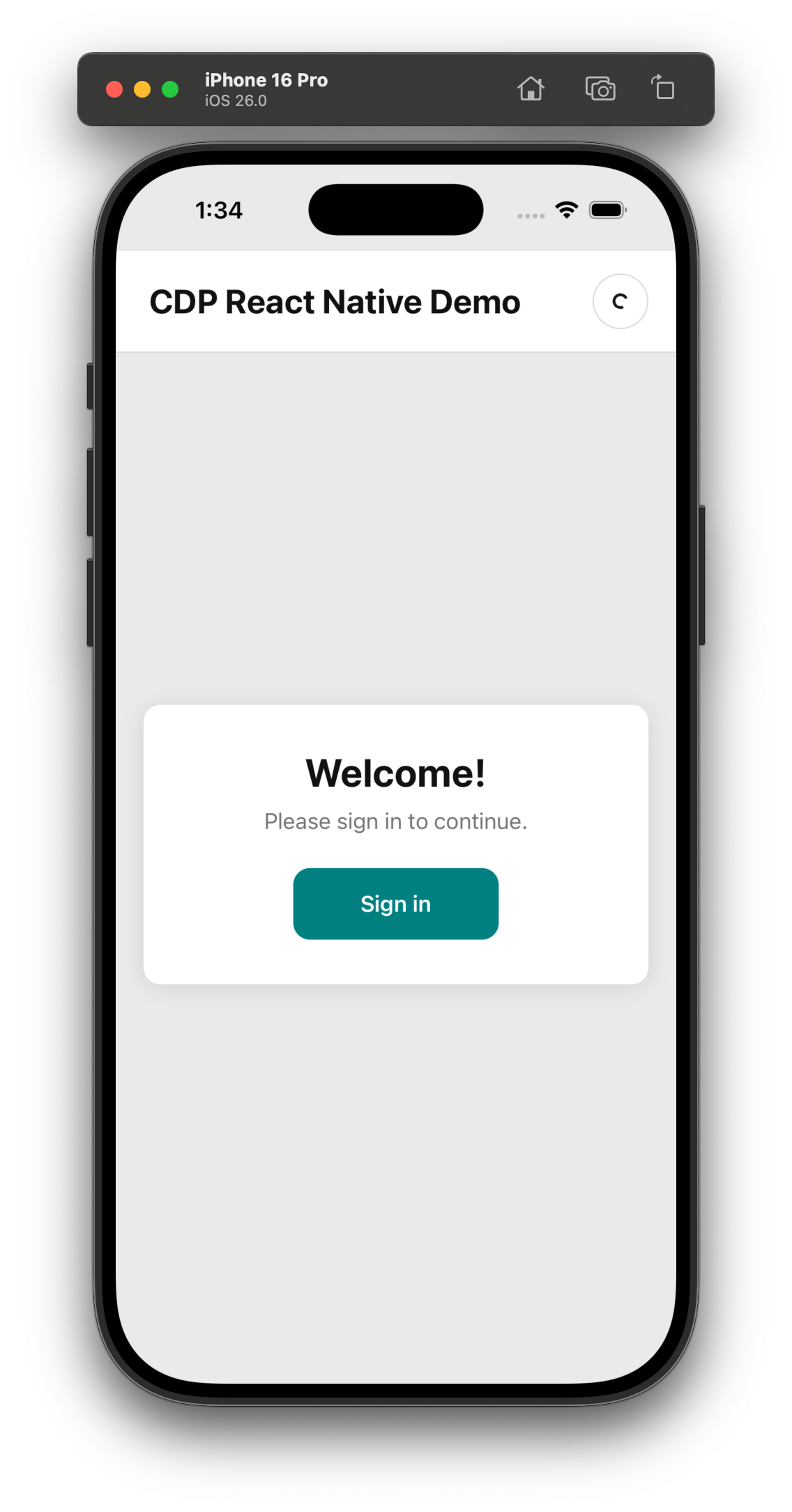React Native login screen