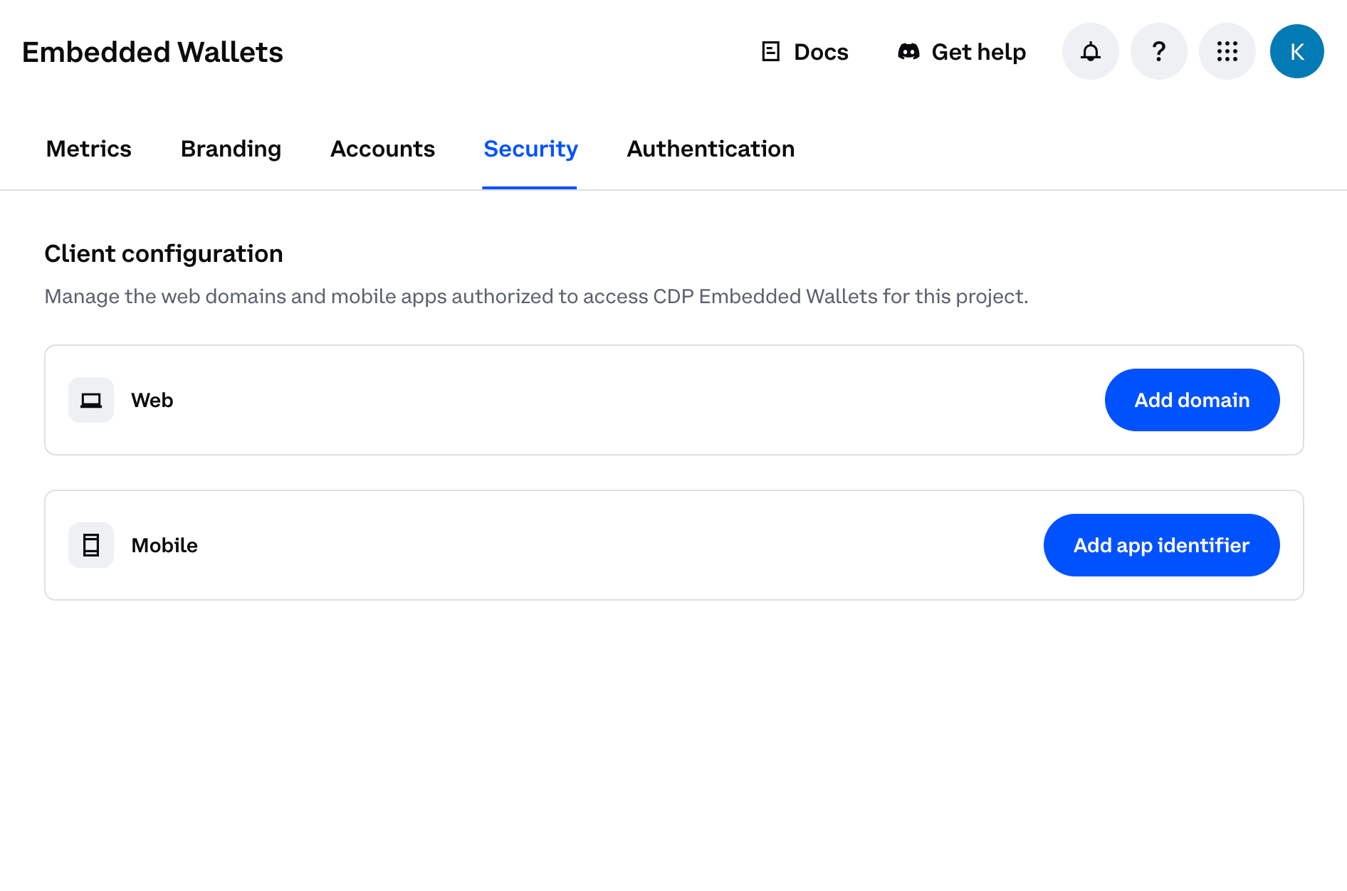 Add domain dialog in CDP Portal