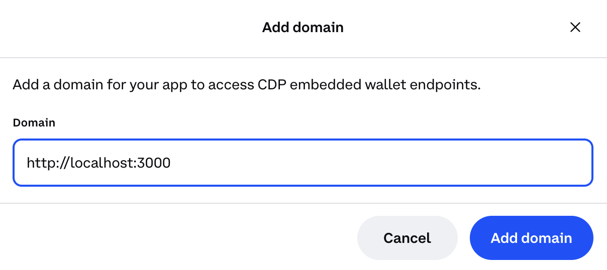Add domain dialog in CDP Portal