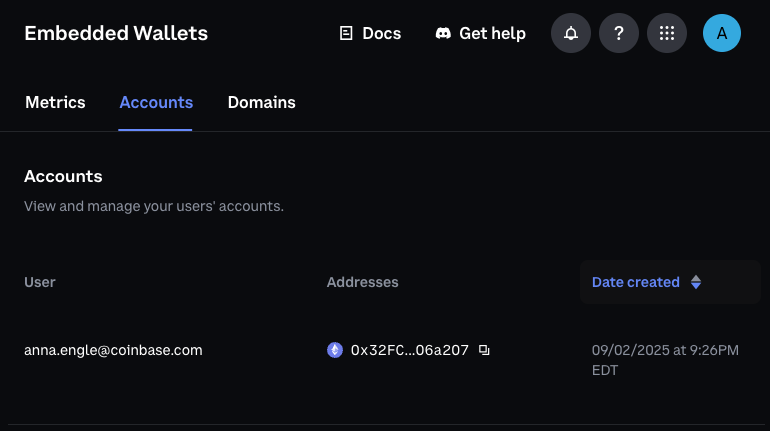 Account Management dashboard showing user accounts