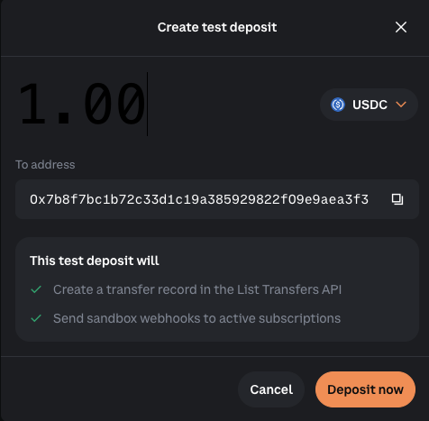 Simulating a test deposit in the CDP Portal