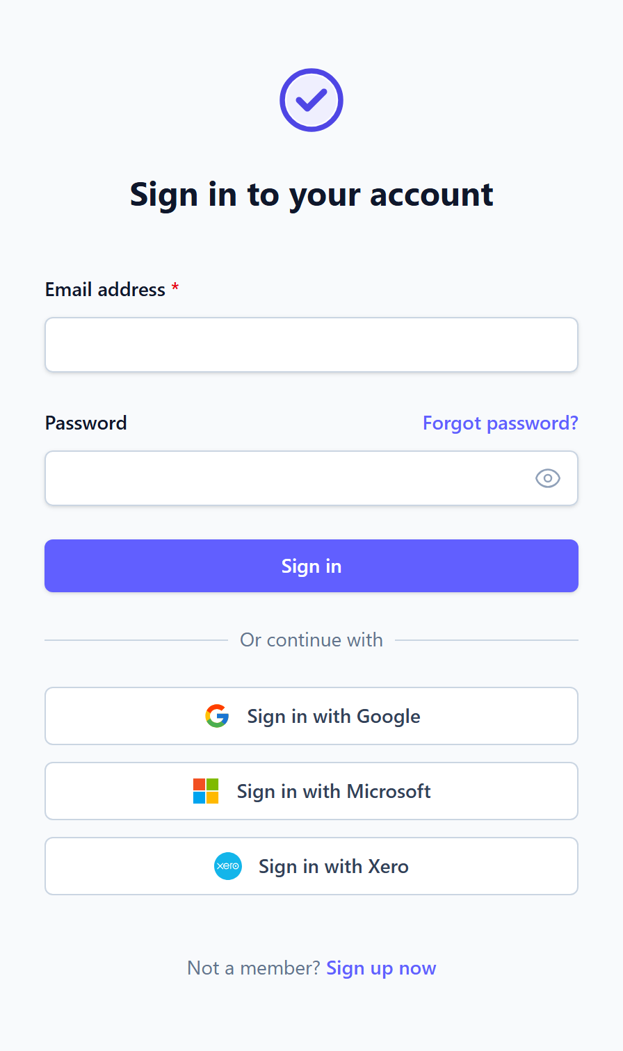 Login page