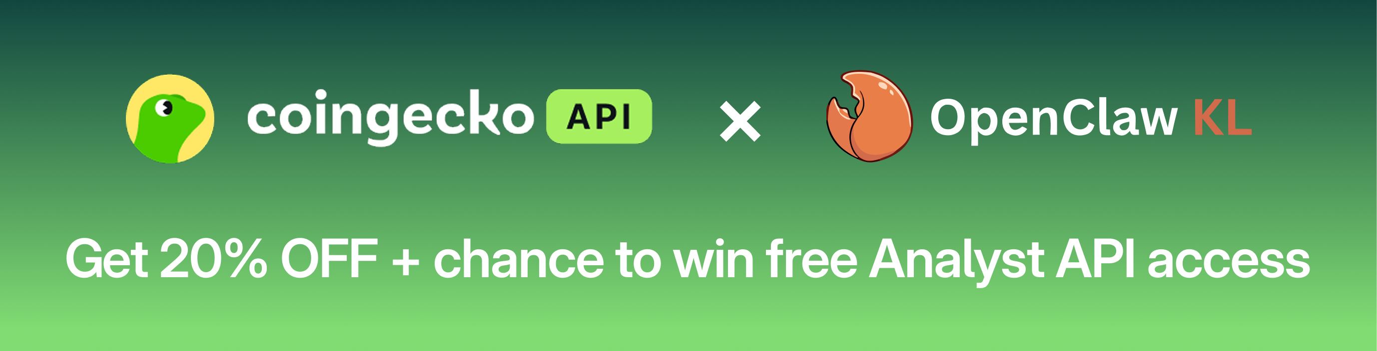 CoinGecko API x OpenClaw KL - Get 20% OFF + chance to win free Analyst API access