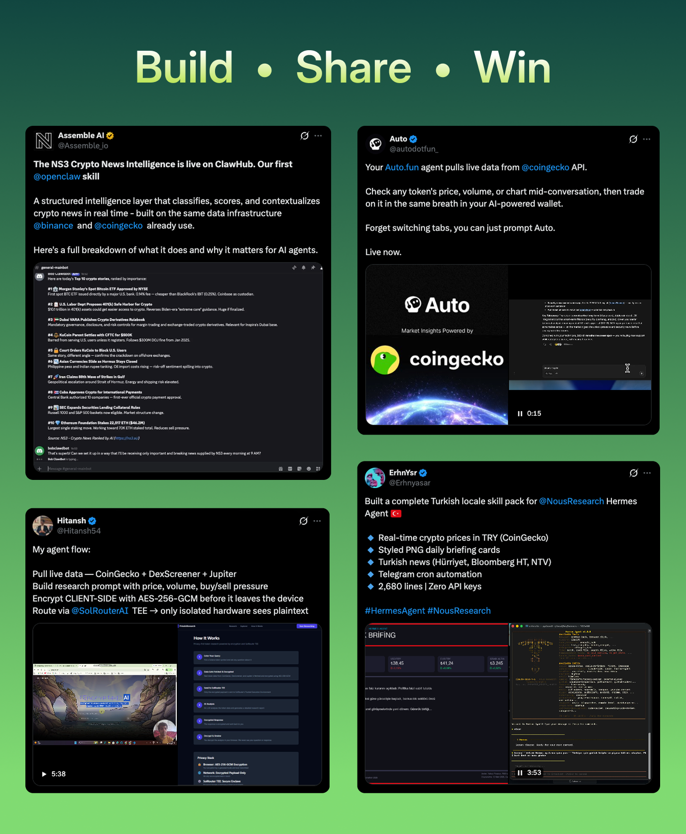 Build, Share, Win - Community showcase of projects built with CoinGecko API