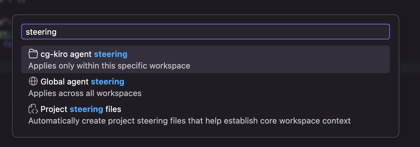 Kiro Add Steering