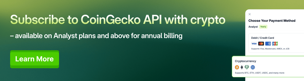 Pay for your CoinGecko API subscription with crypto
