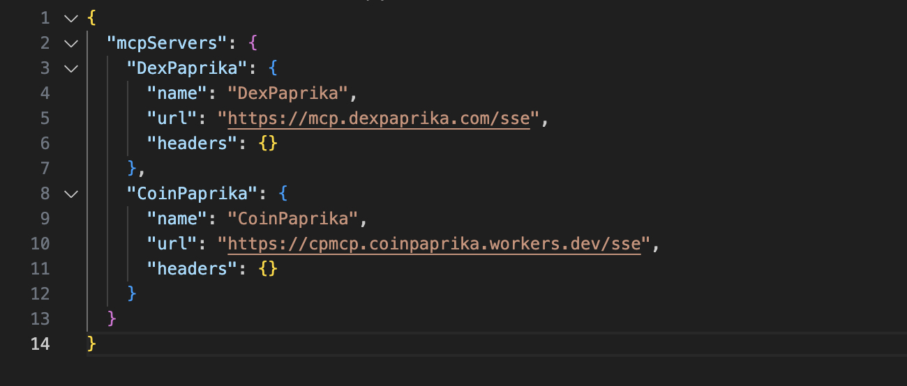 Screenshot showing the MCP server configuration form filled out