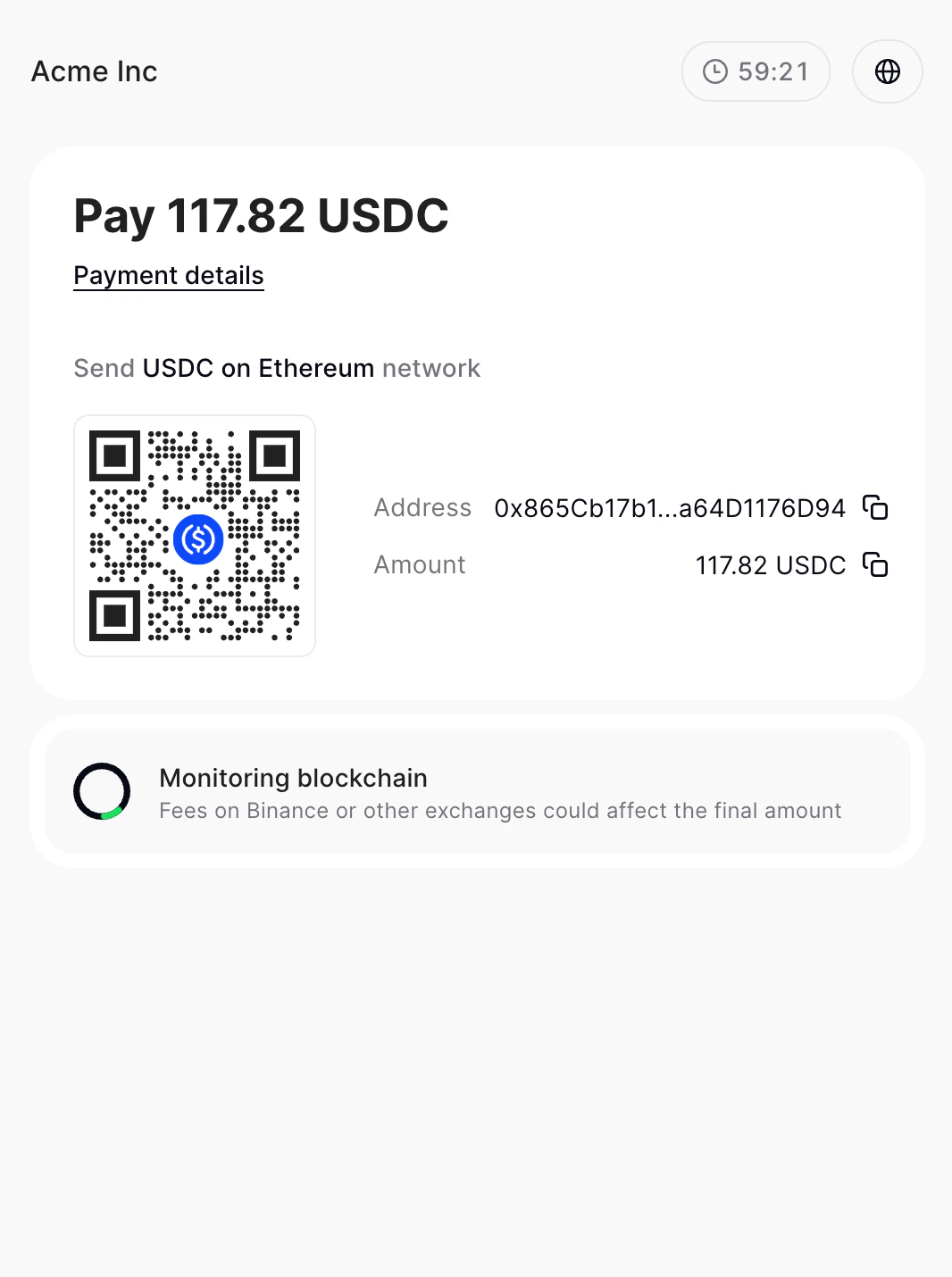 Payment request step 2