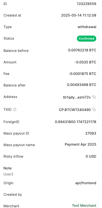 Transaction Info Transaction Info