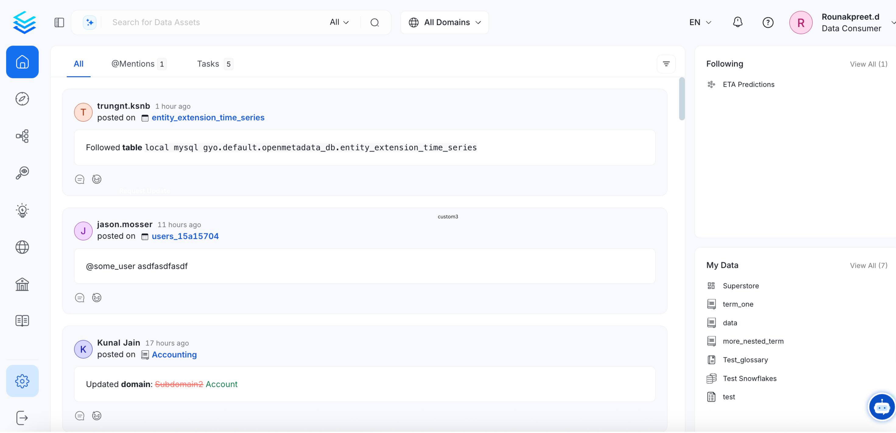 My Data: Activity Feed Widget