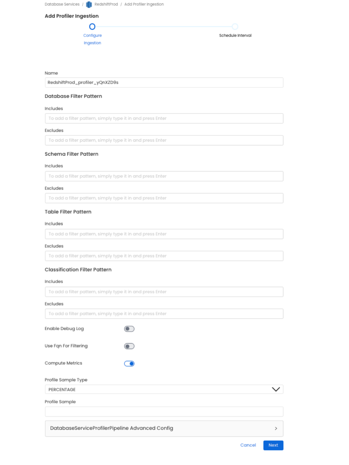 Set profiler configuration
