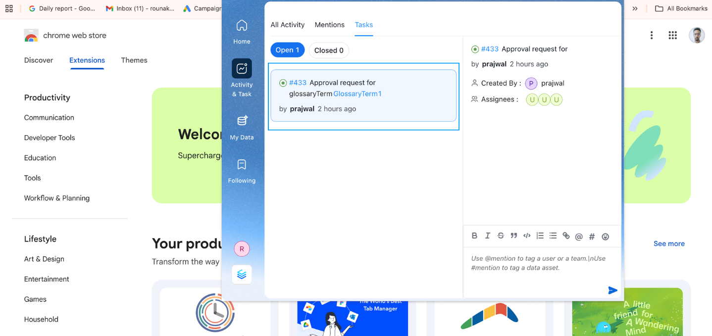 Task in the Activity Feed