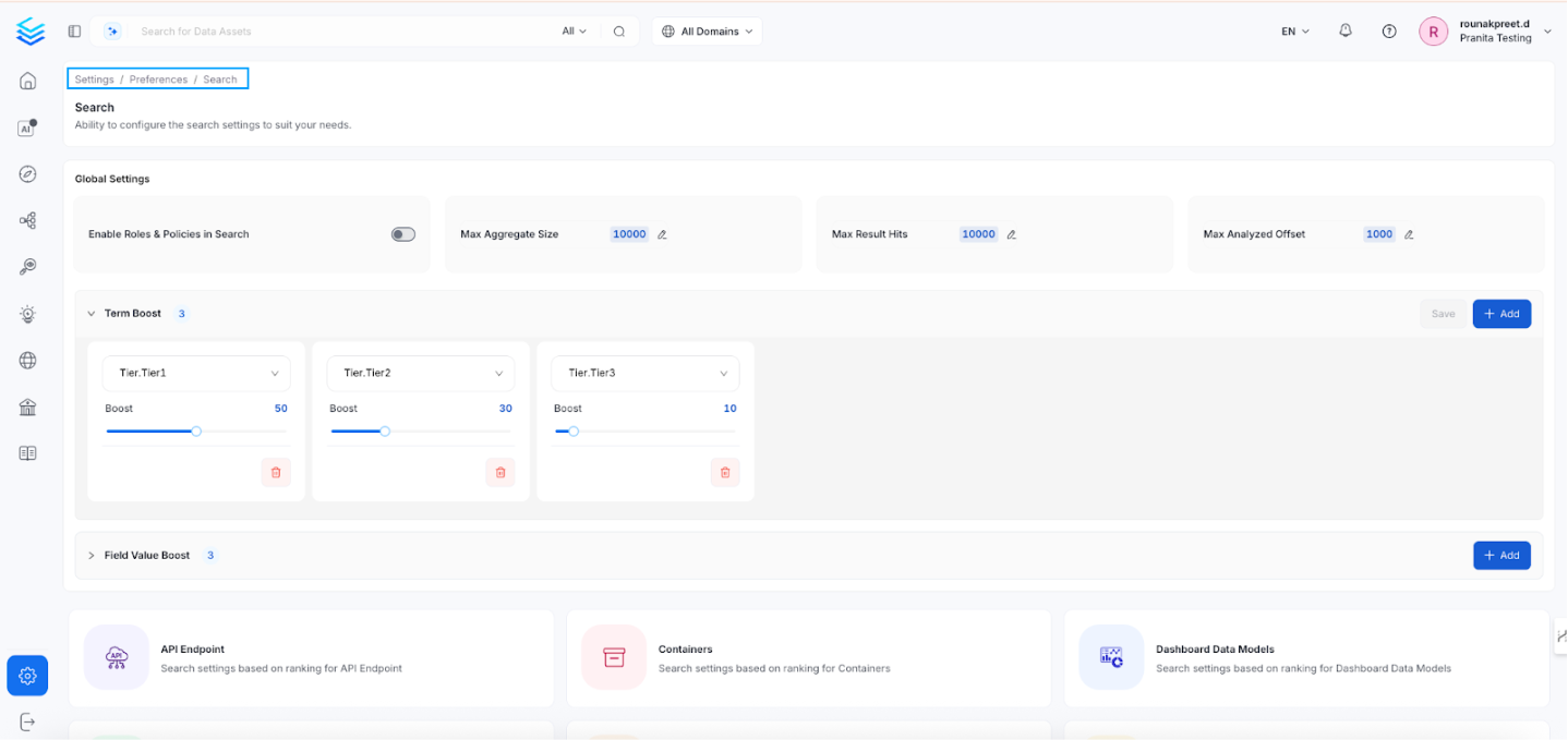 Global Search Configuration