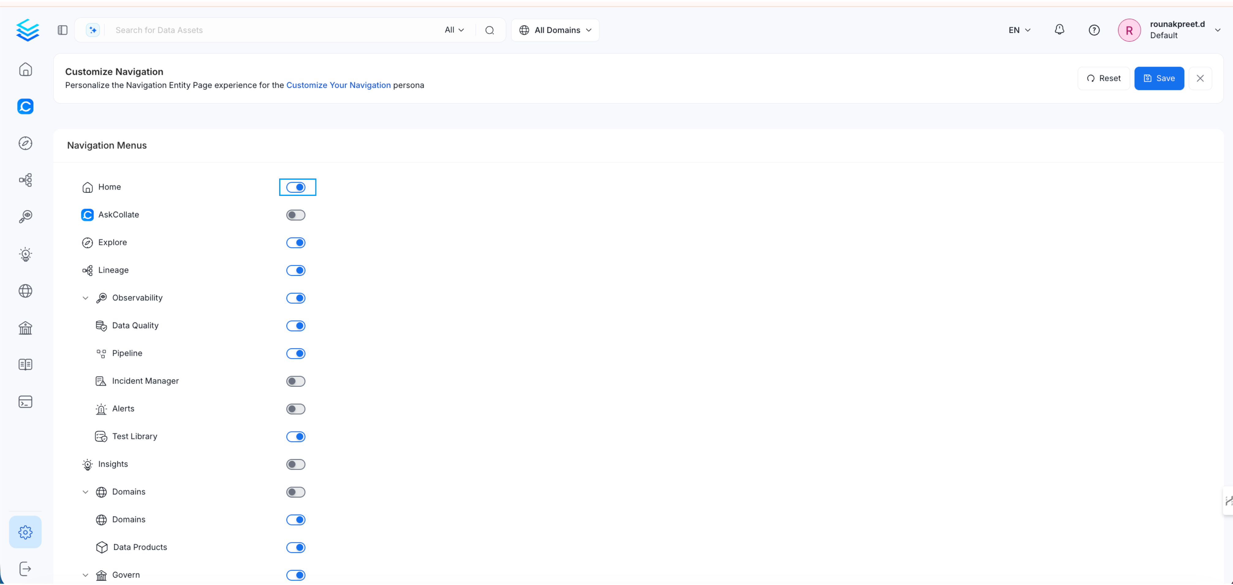 Enable Navigation Options