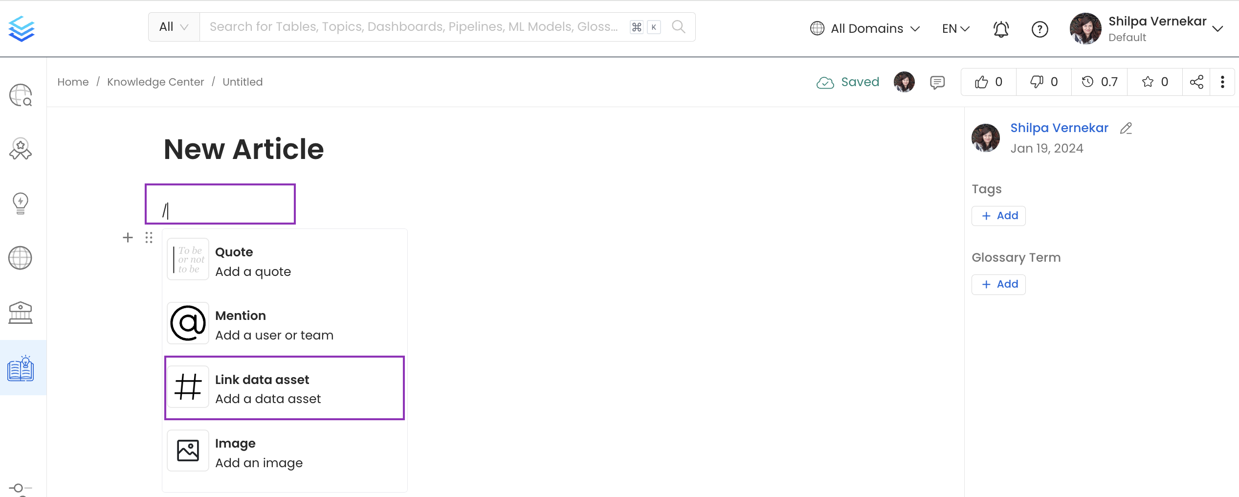 Associate Data Assets