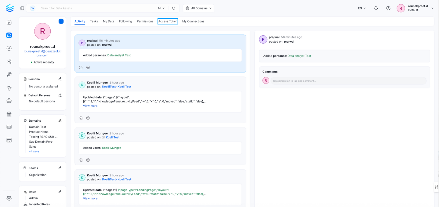Open the Access Tokens tab