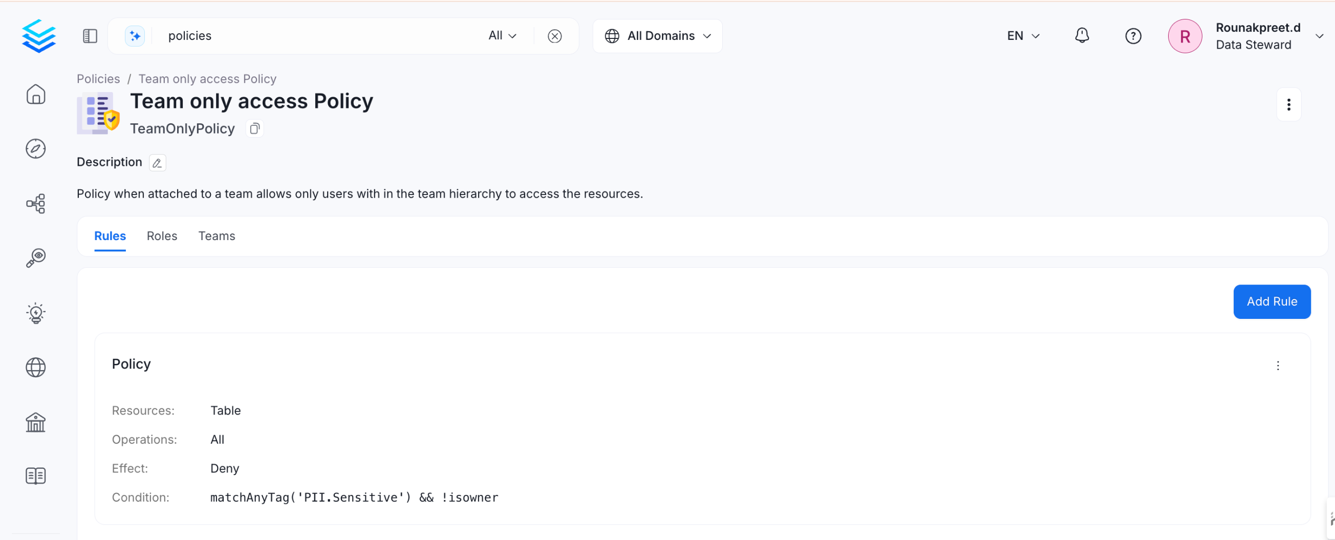 PII Sensitive Tag Policy