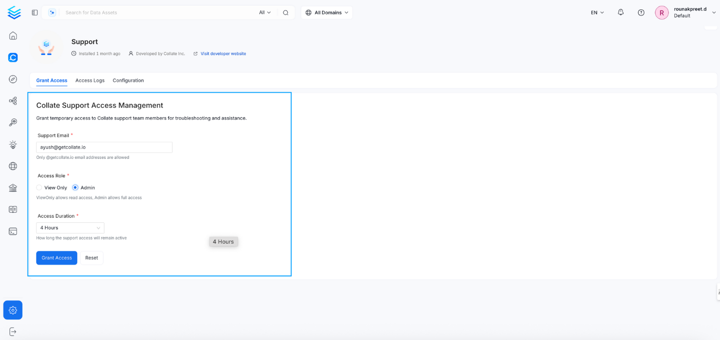 Add the Collate Support Access