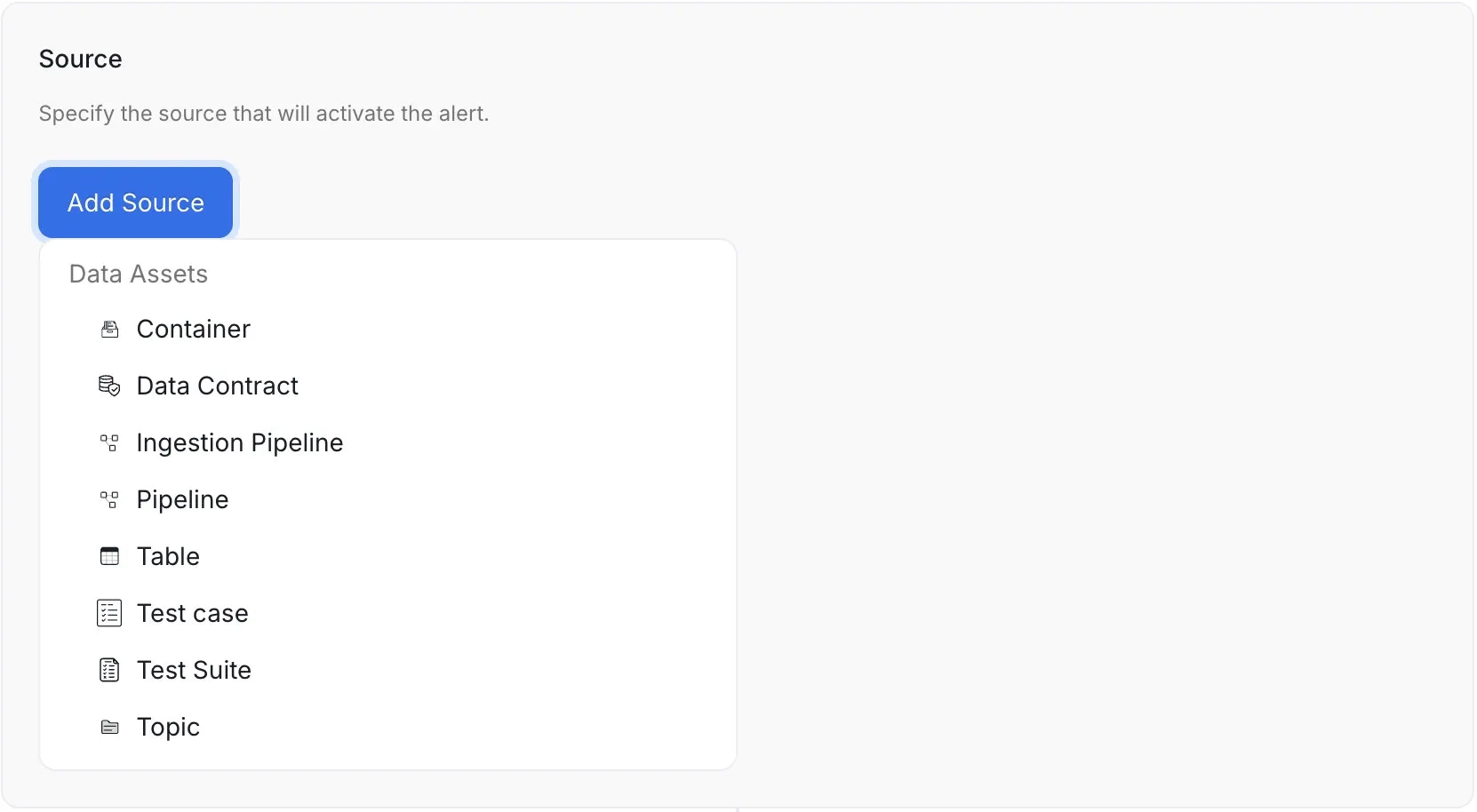 Select the Source Resource for Data Observability