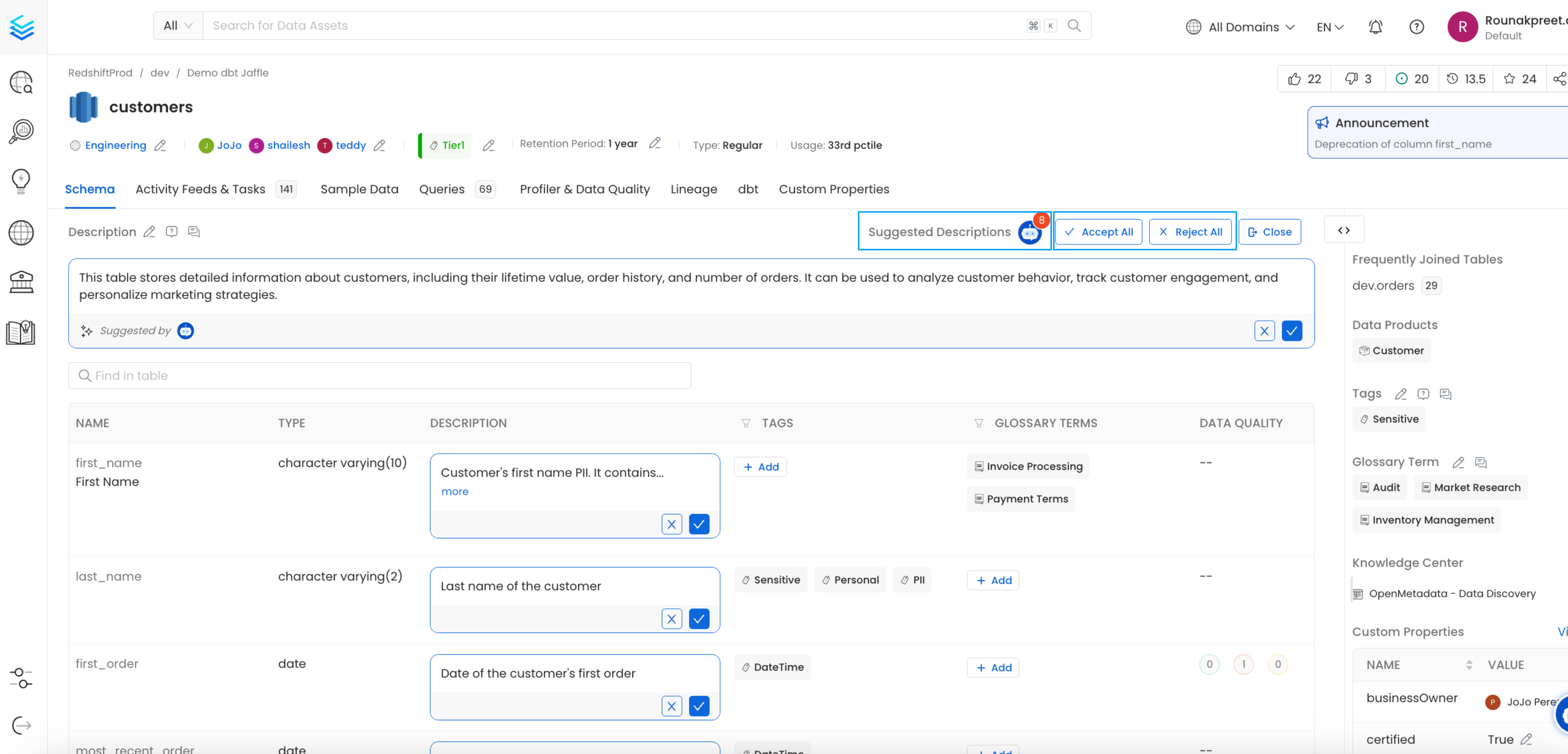 reviewing Generated Metadata