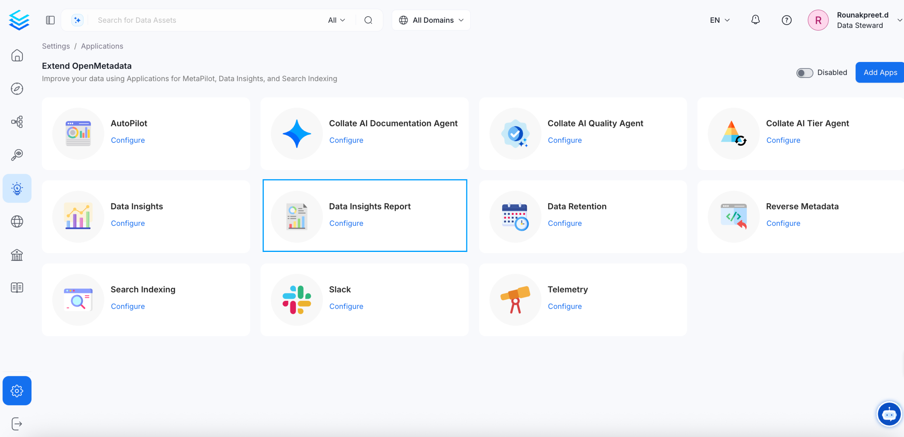 Configured the Data Insights Report