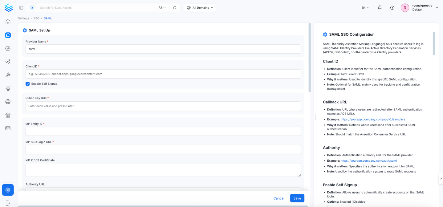 SAML SSO Configuration