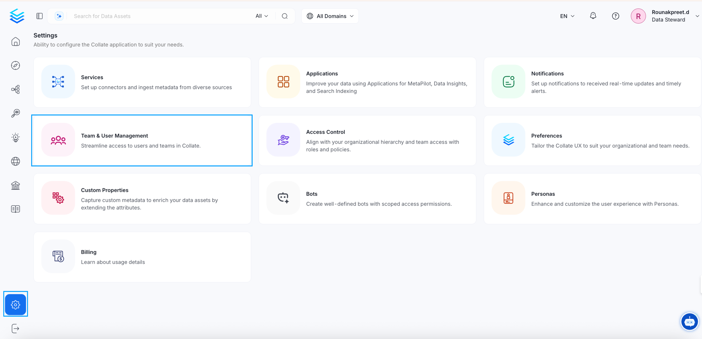 Navigate to team & user management