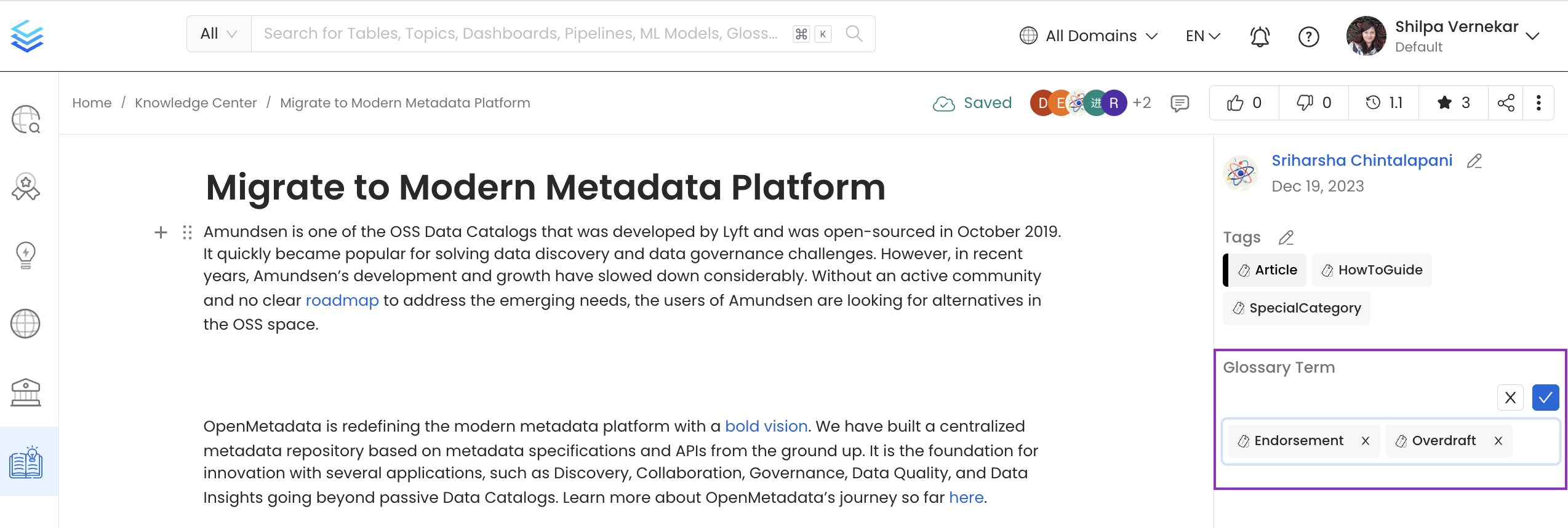 Associate with Glossary Terms