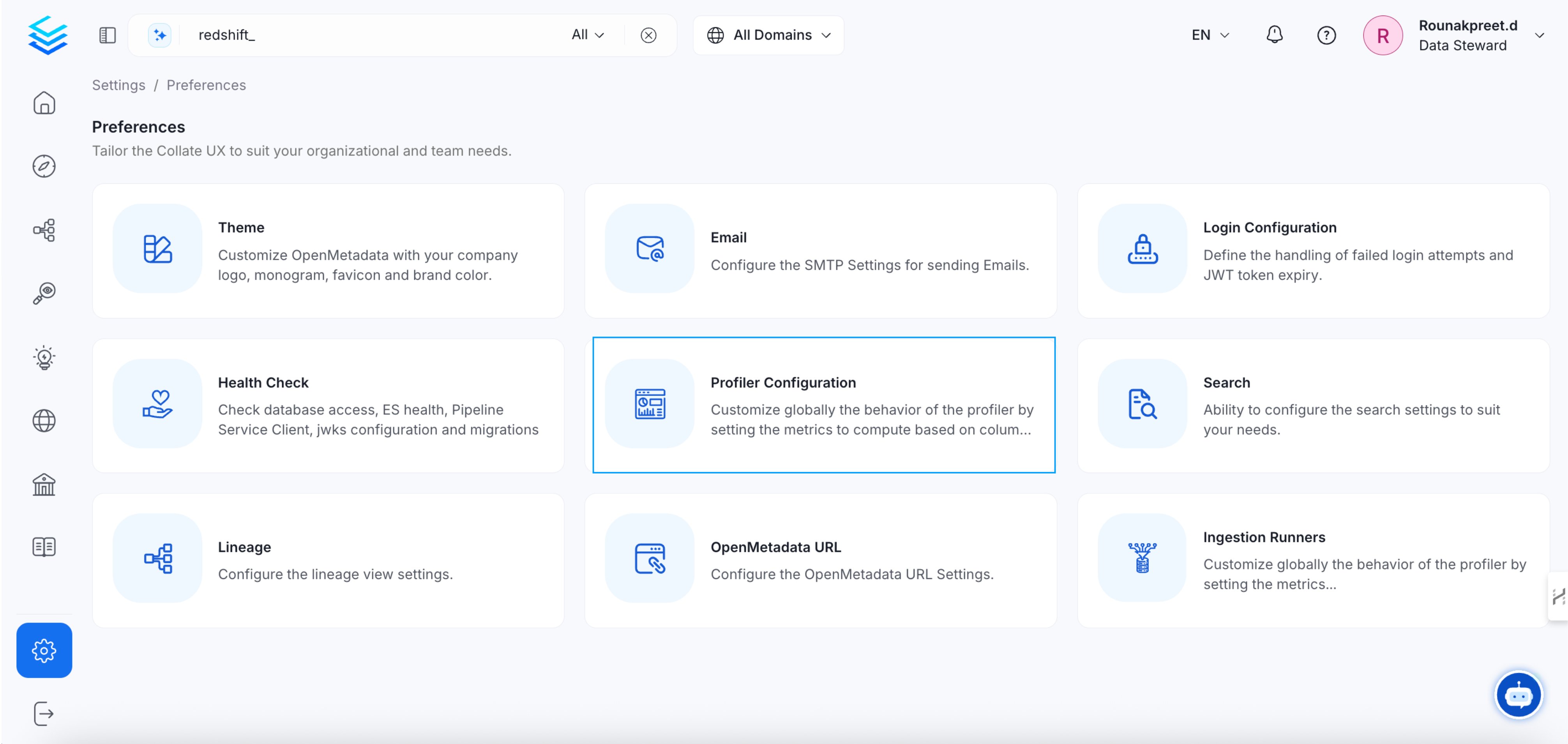 table profile global settings