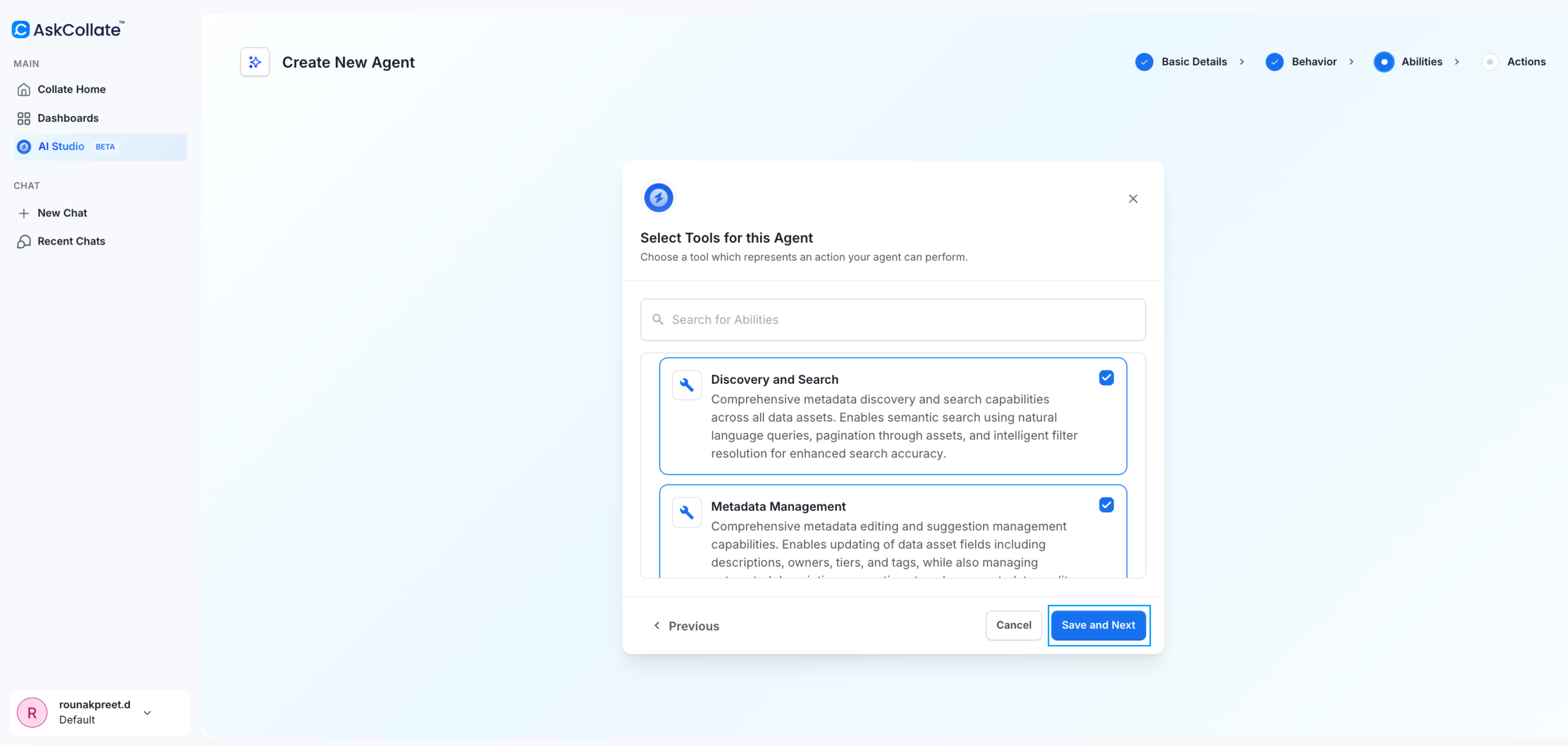 Select agent tools