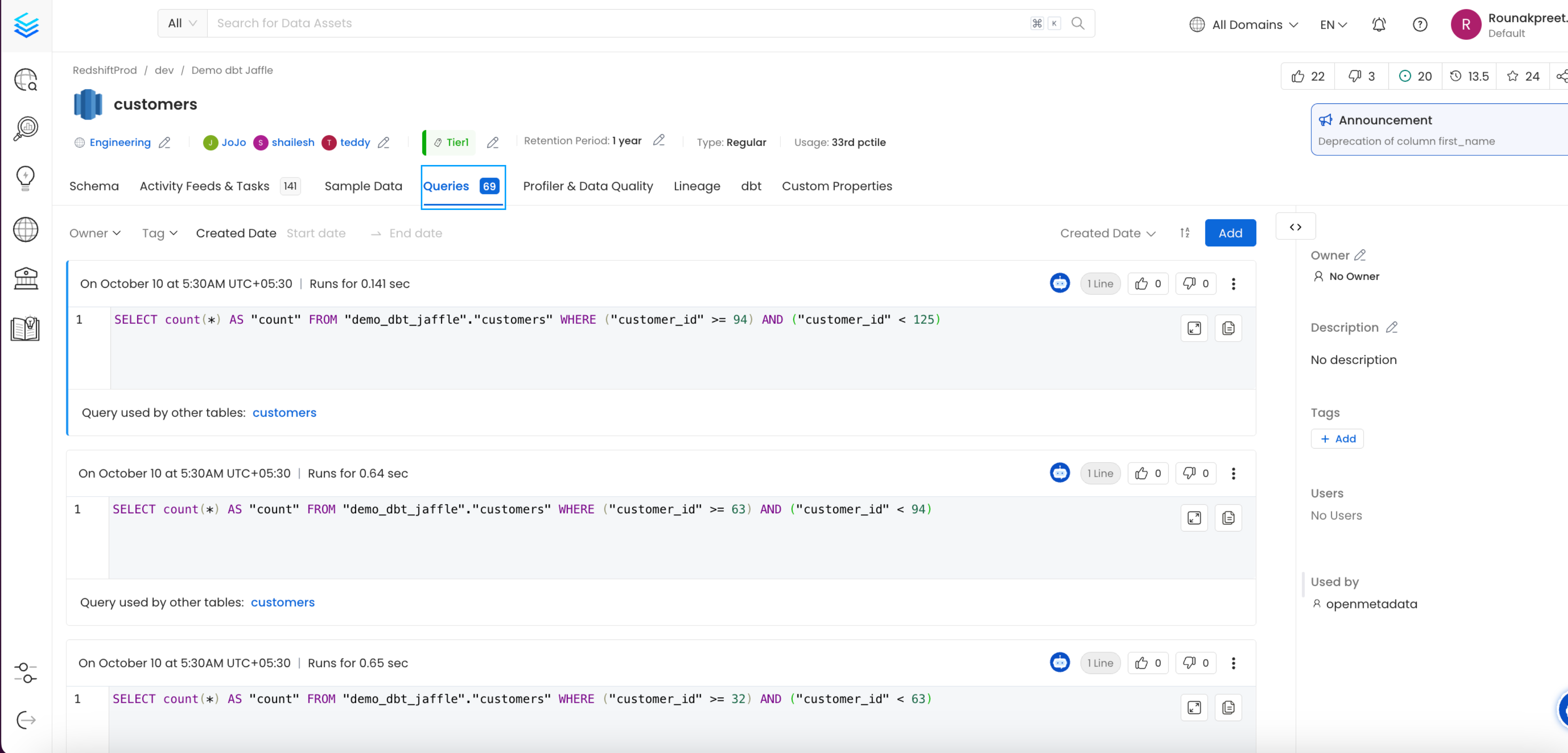 metadata usage workflows