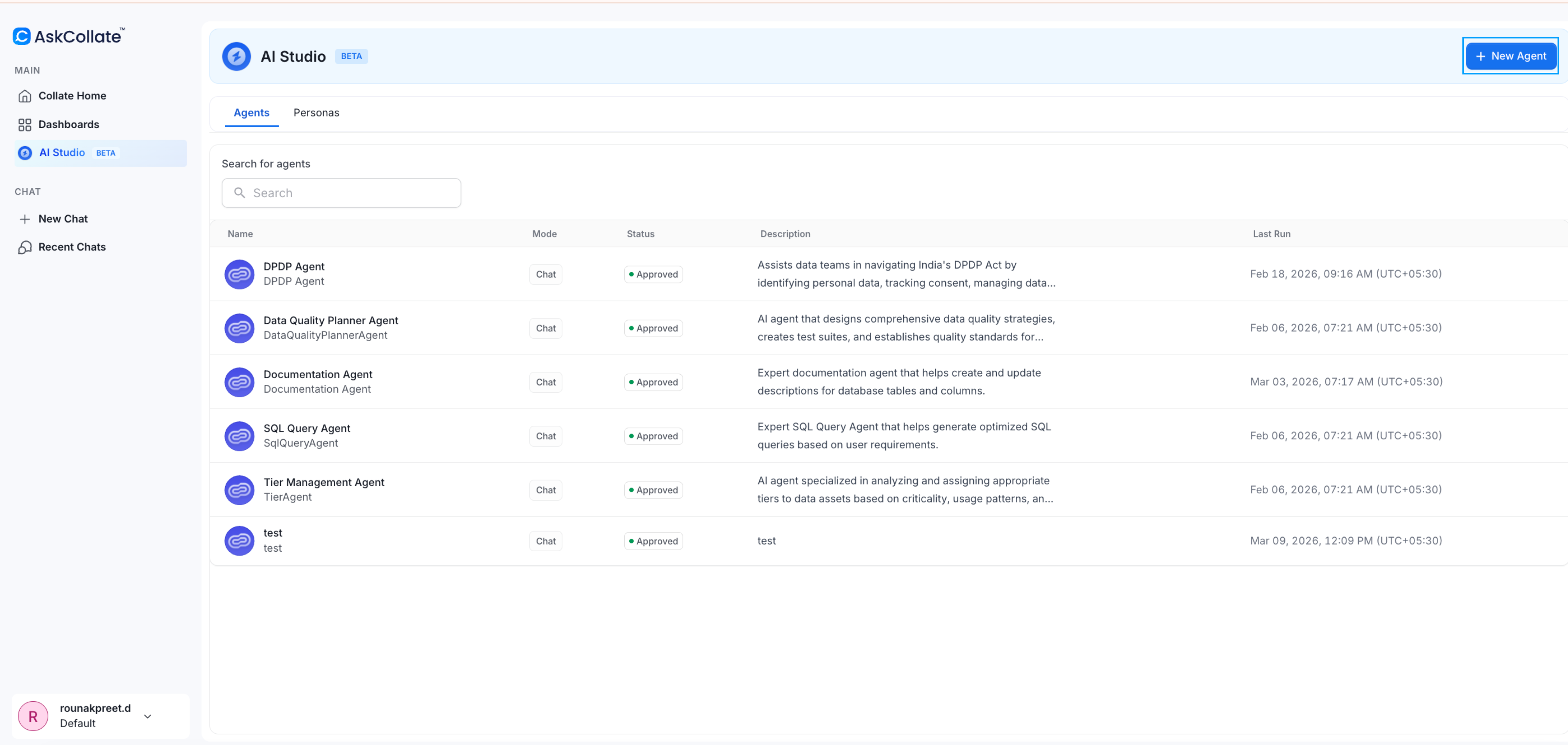 Click New Agent button