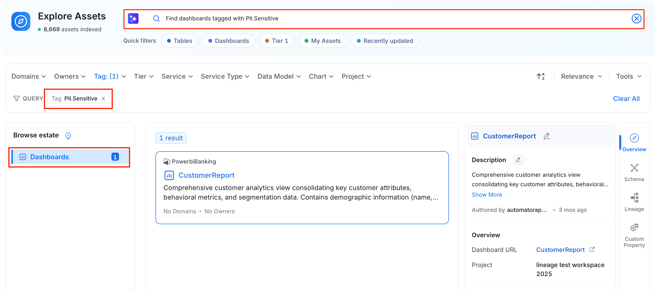 Natural Language Search Results