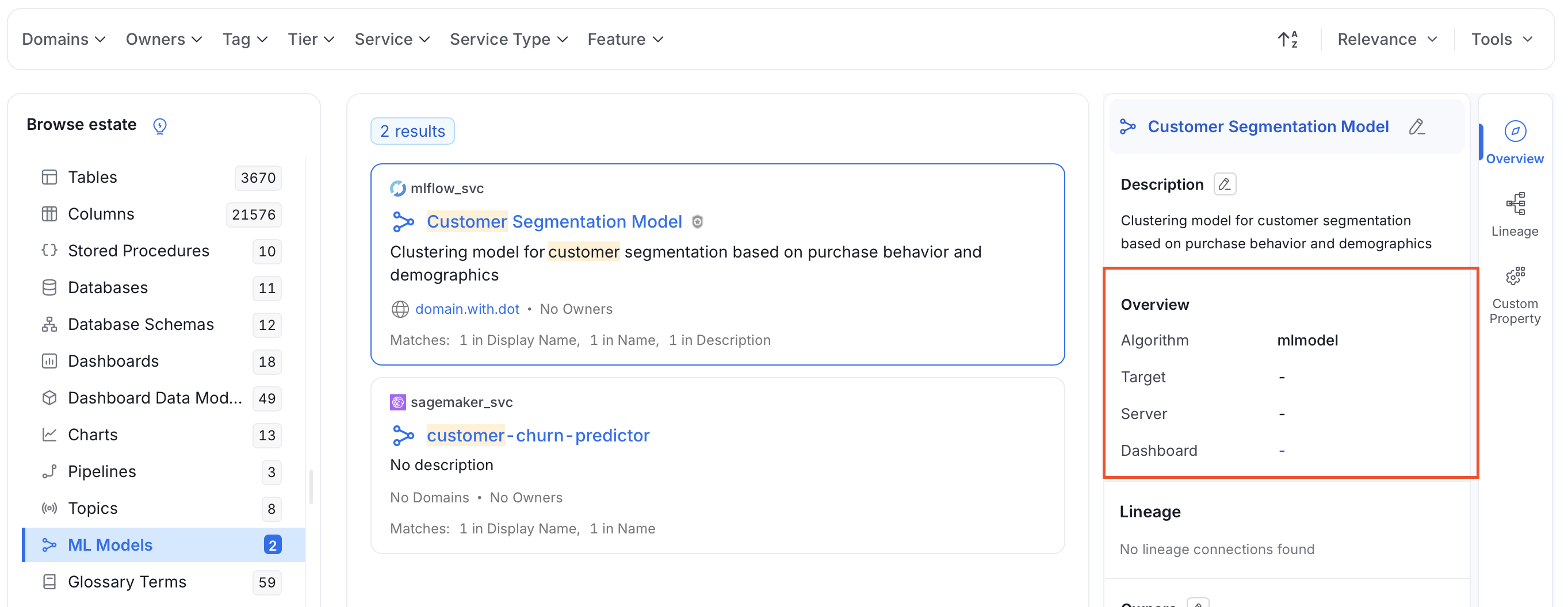 Quick Glance of the ML Model Details