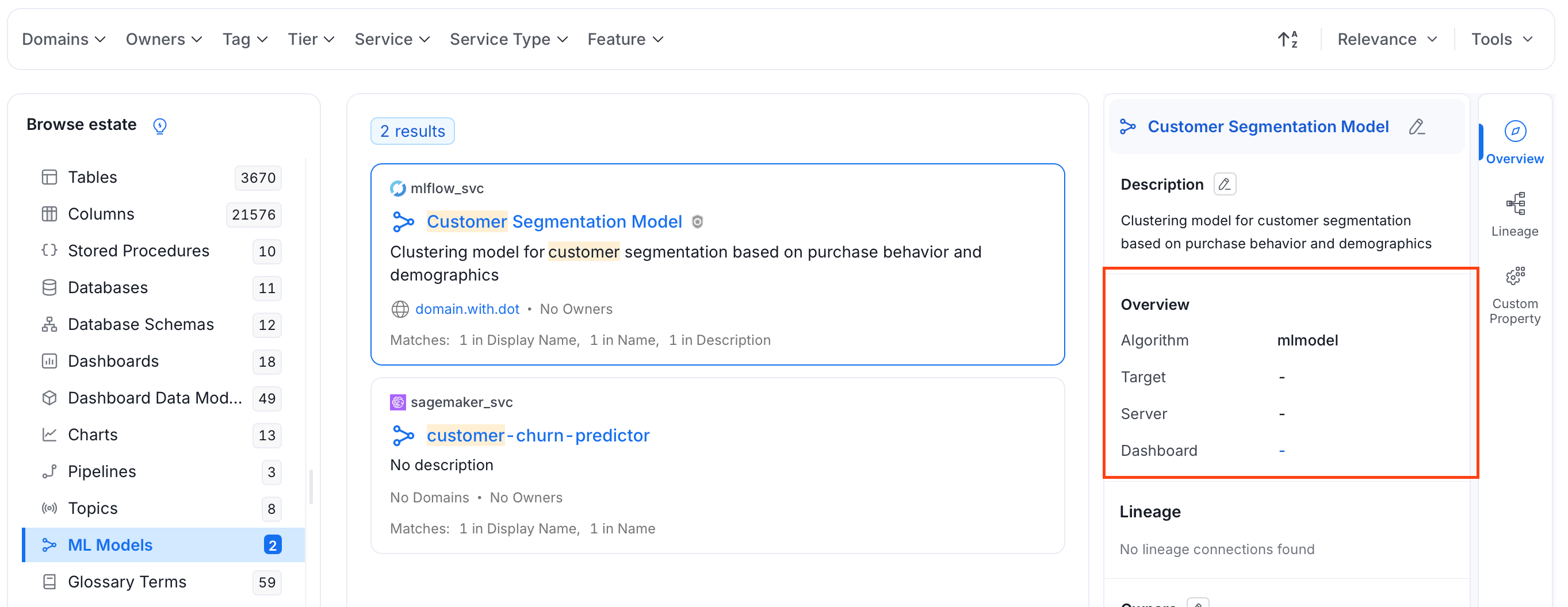 Quick Glance of the ML Model Details