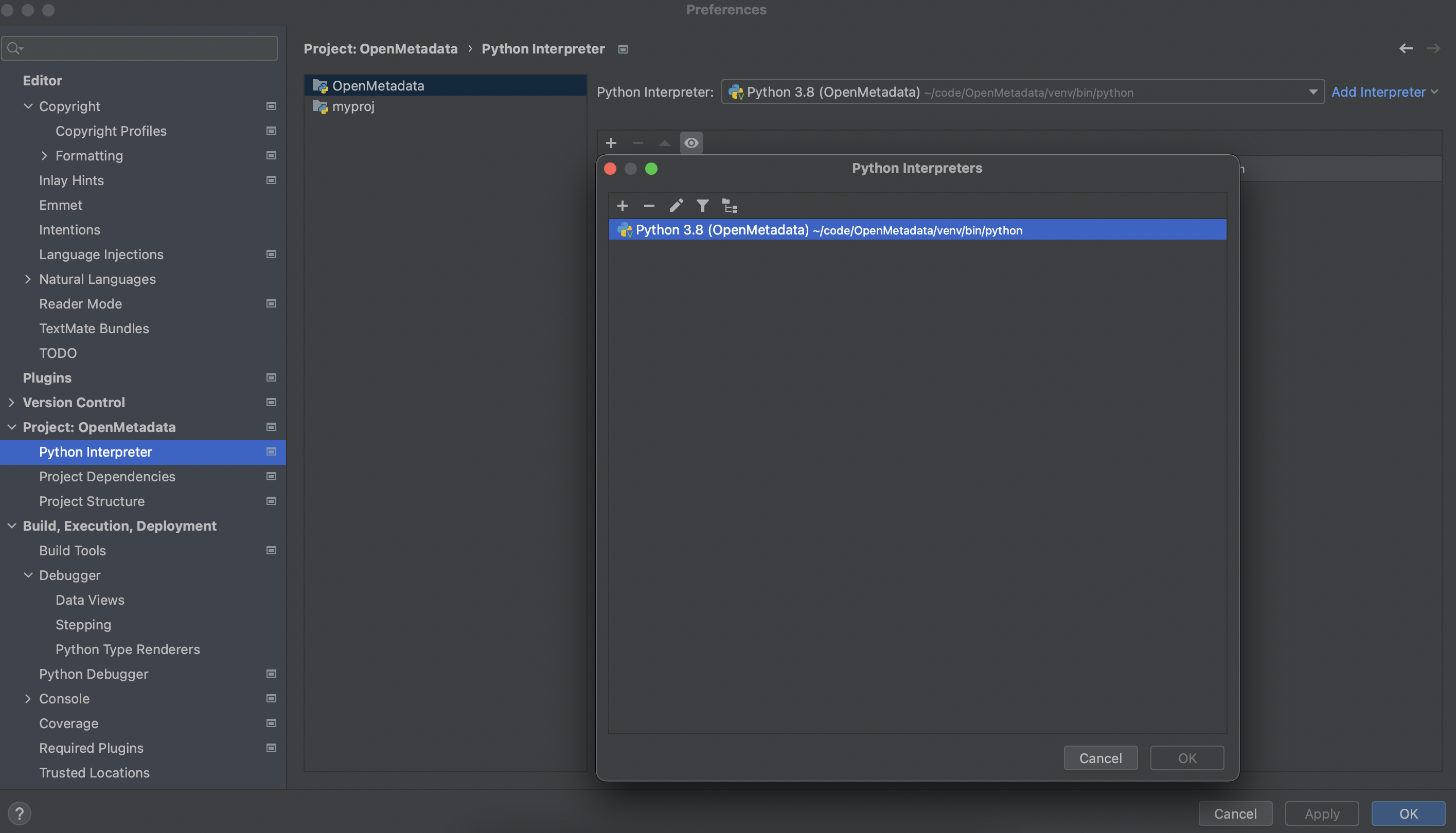 Select interpreter in pycharm