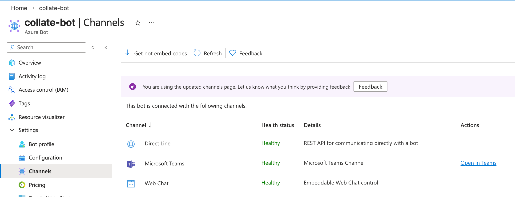 Enable Teams Channel
