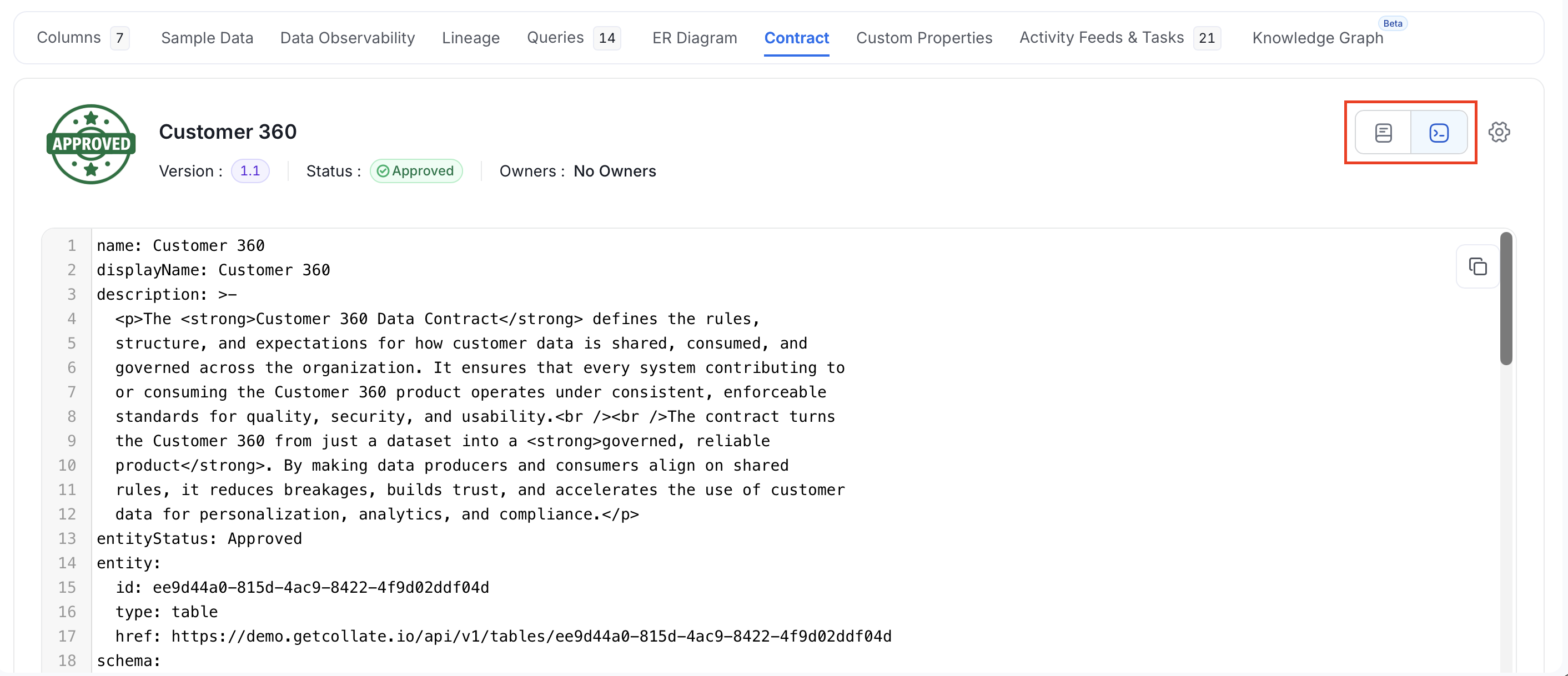 YAML view