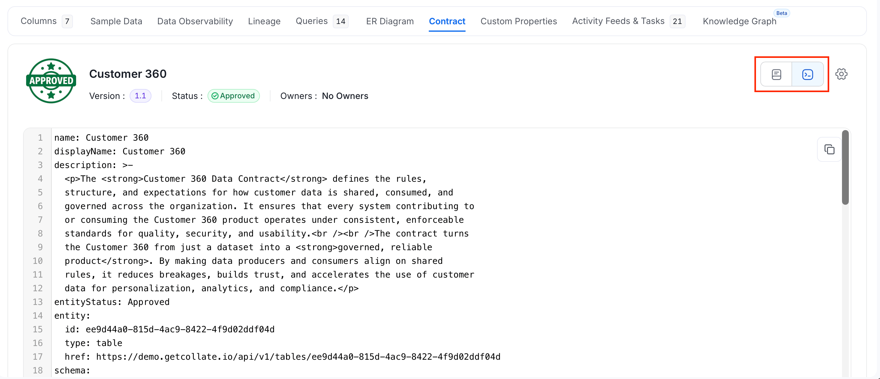 YAML view