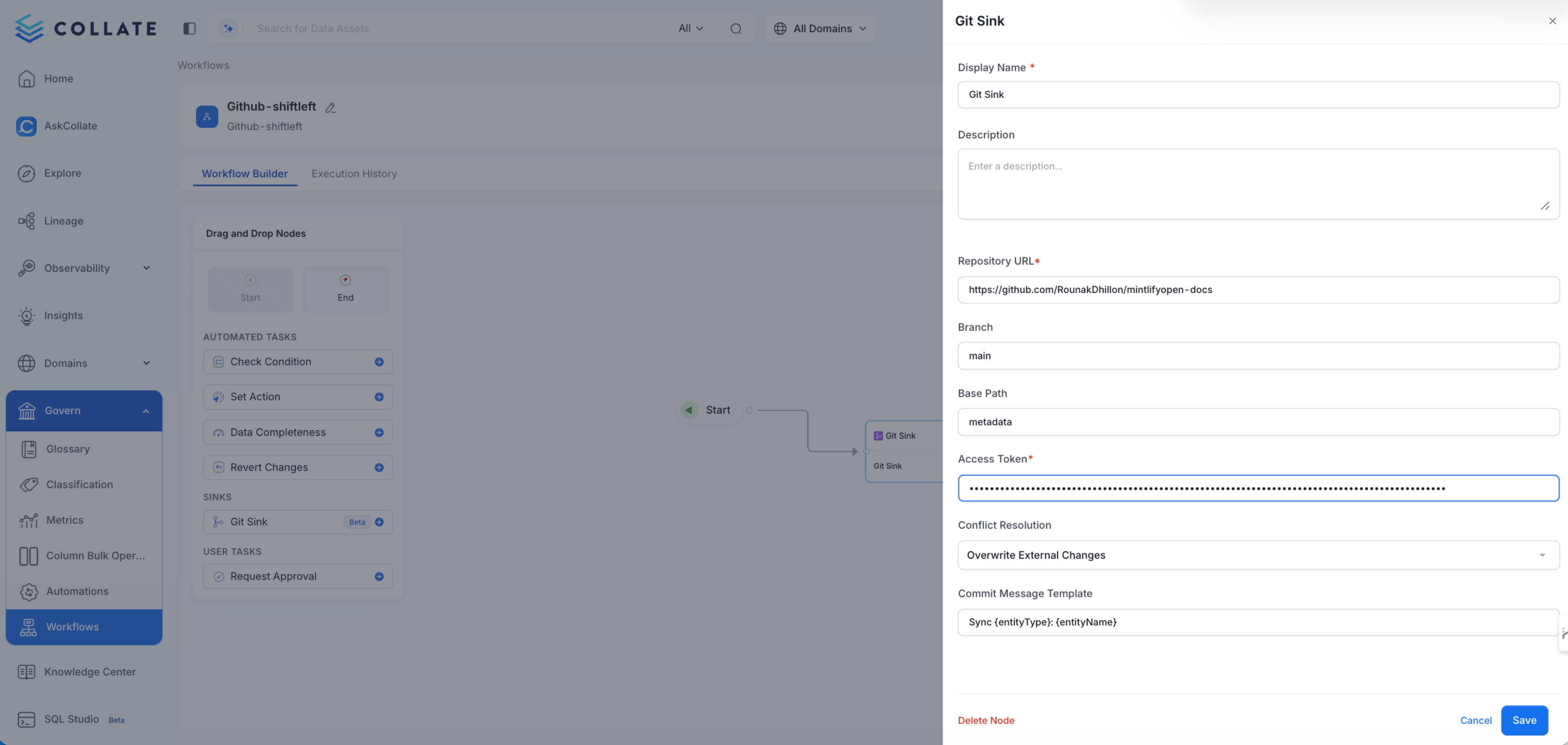 Configure GitHub Connection Details